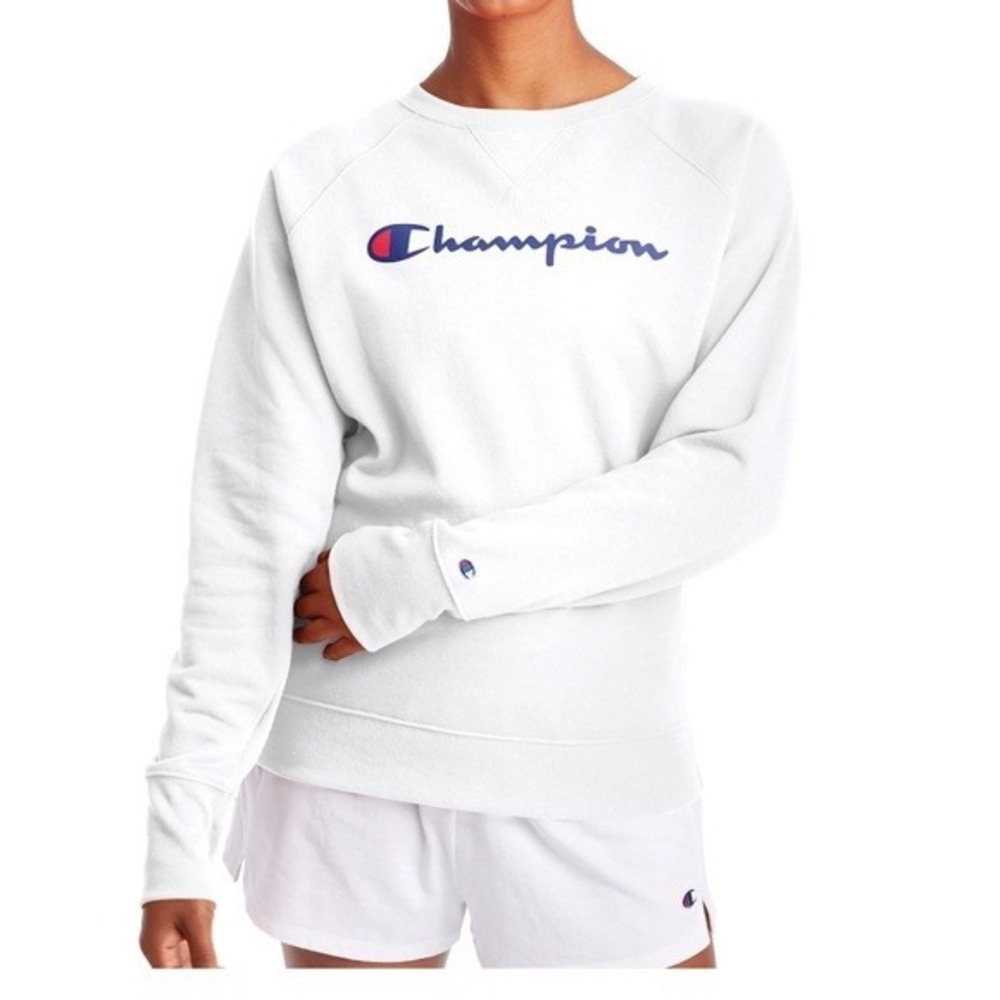 Champion Women's Powerblend Graphic‎ Fleece Boyfriend Crewneck Sweatshirt Size S